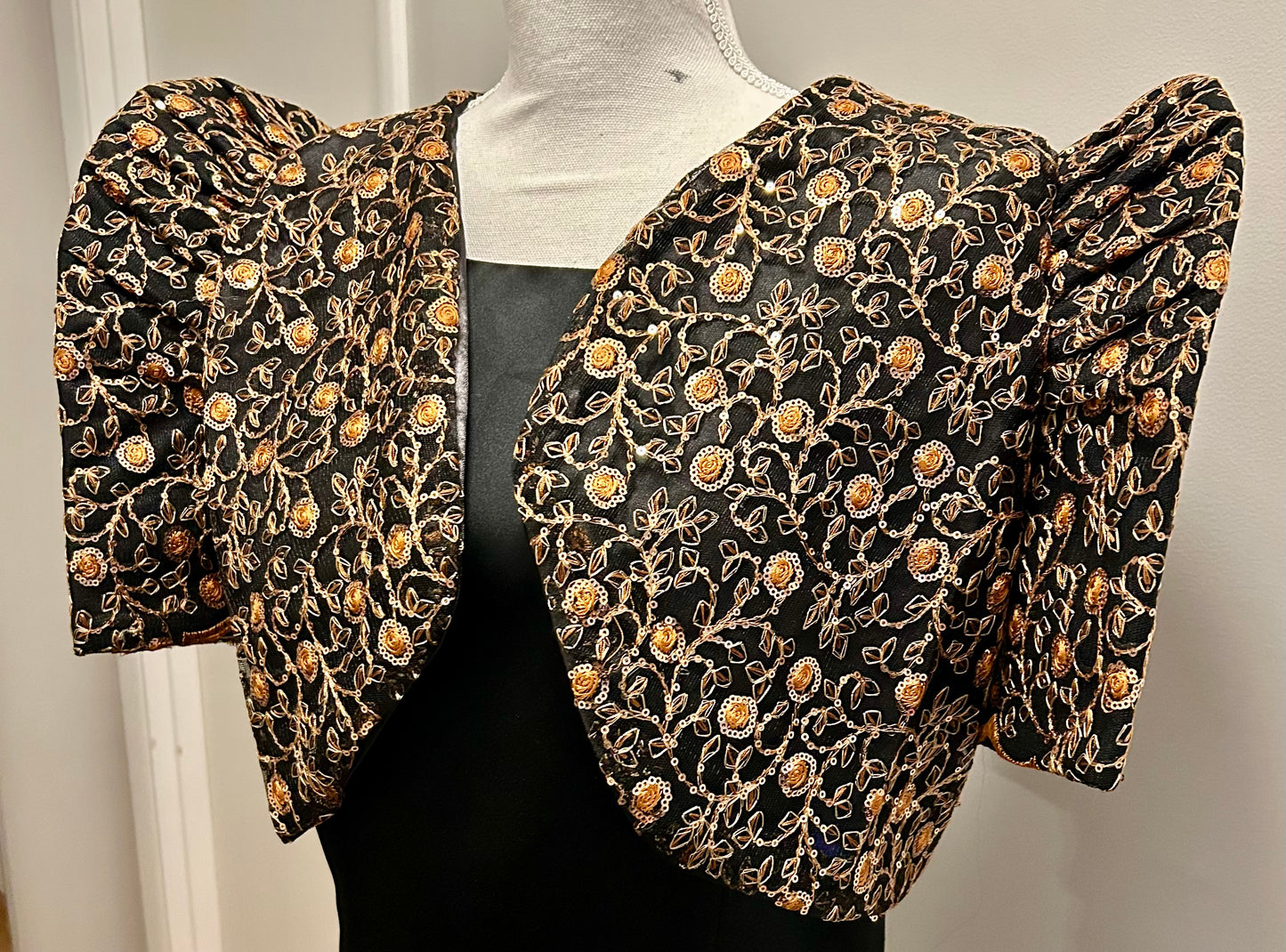 Black and rust gold Filipinana Bolero