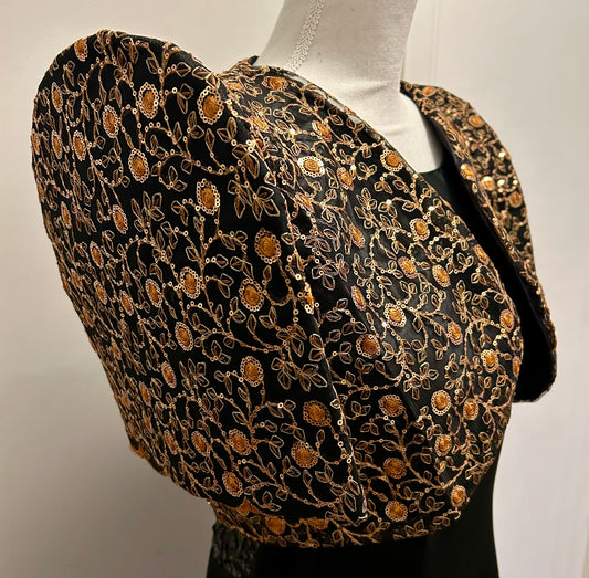 Black and rust gold Filipinana Bolero