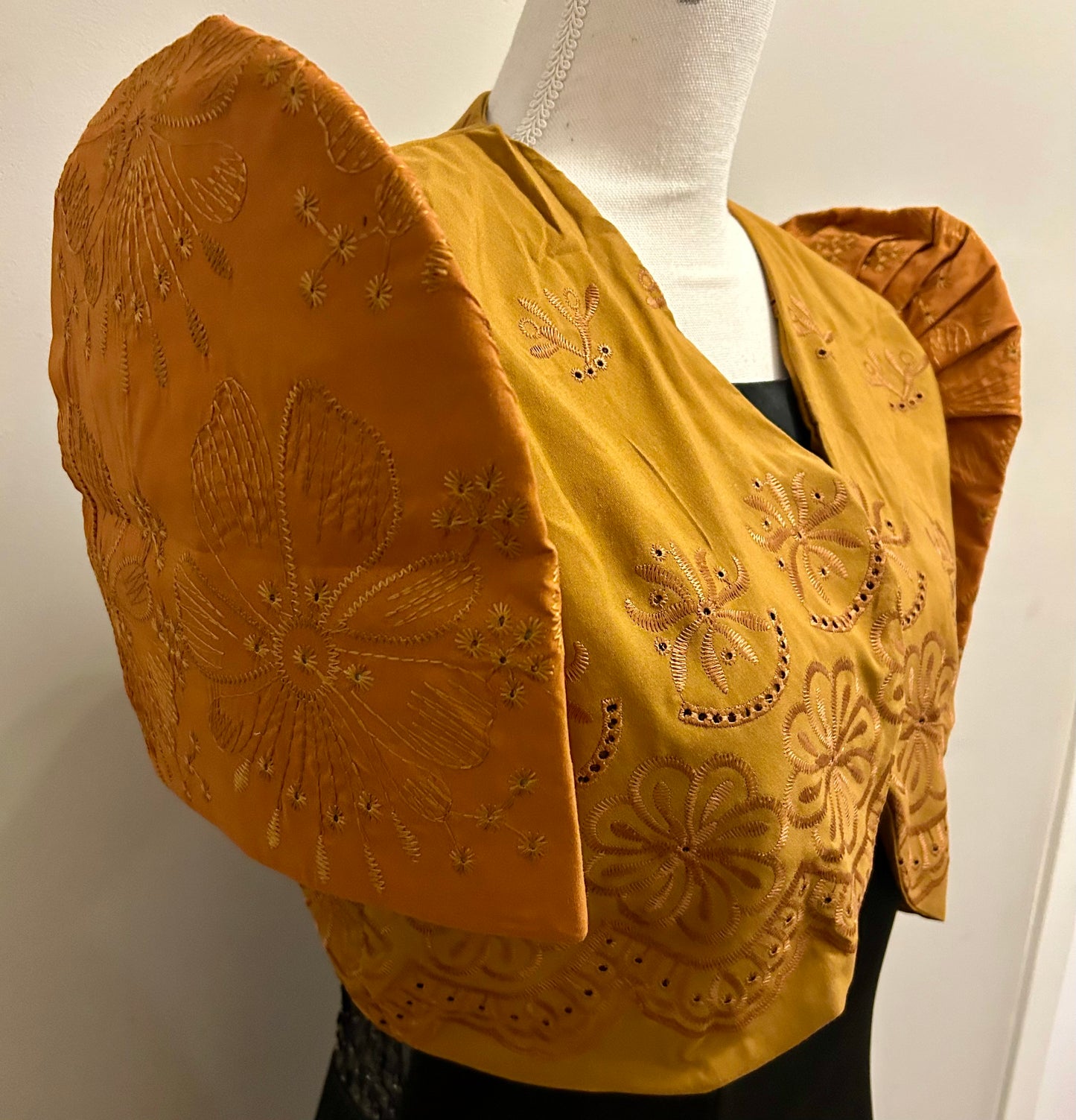 Rust orange embroidered Filipinana Bolero