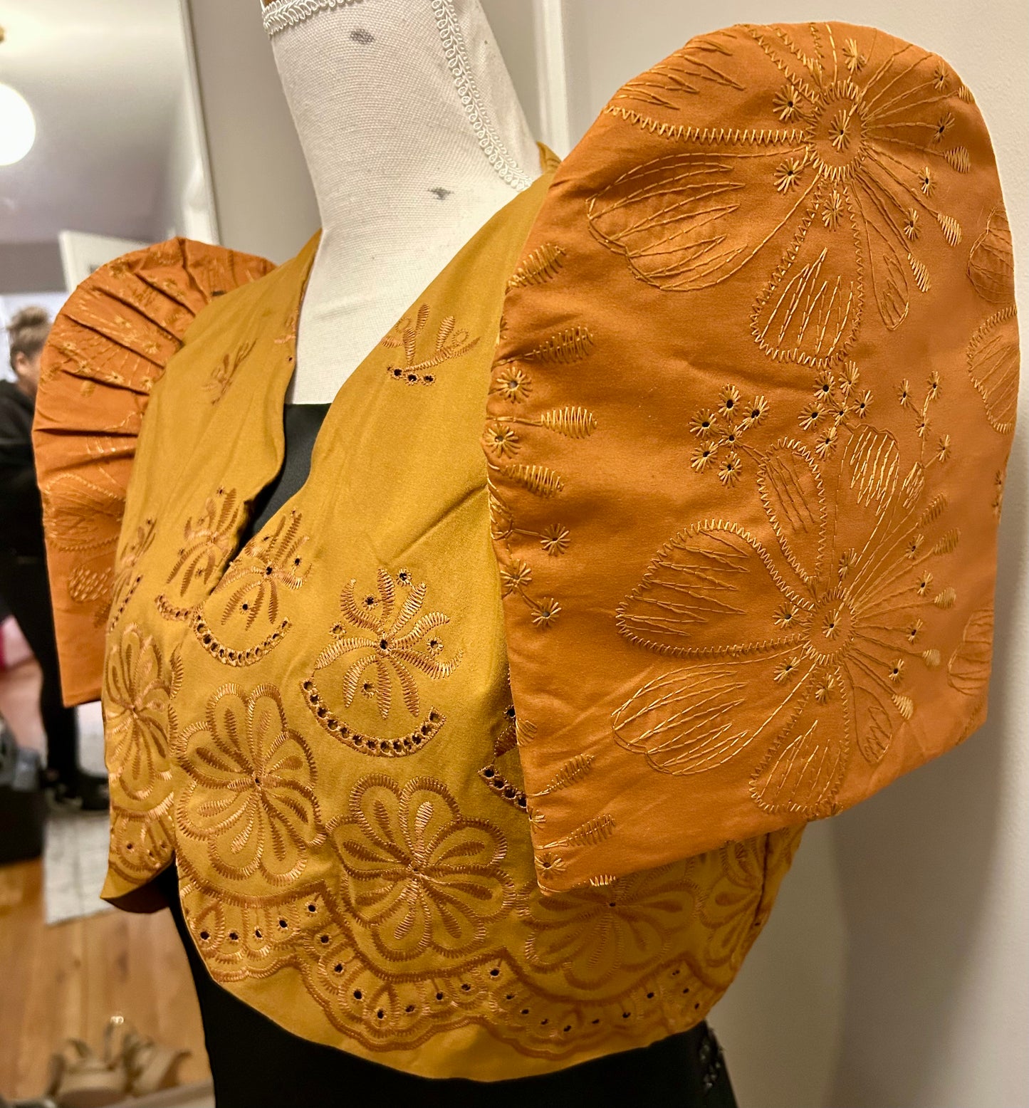 Rust orange embroidered Filipinana Bolero