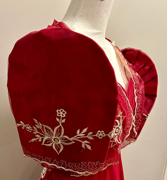 Red/maroon Pina Organza Filipinana Bolero