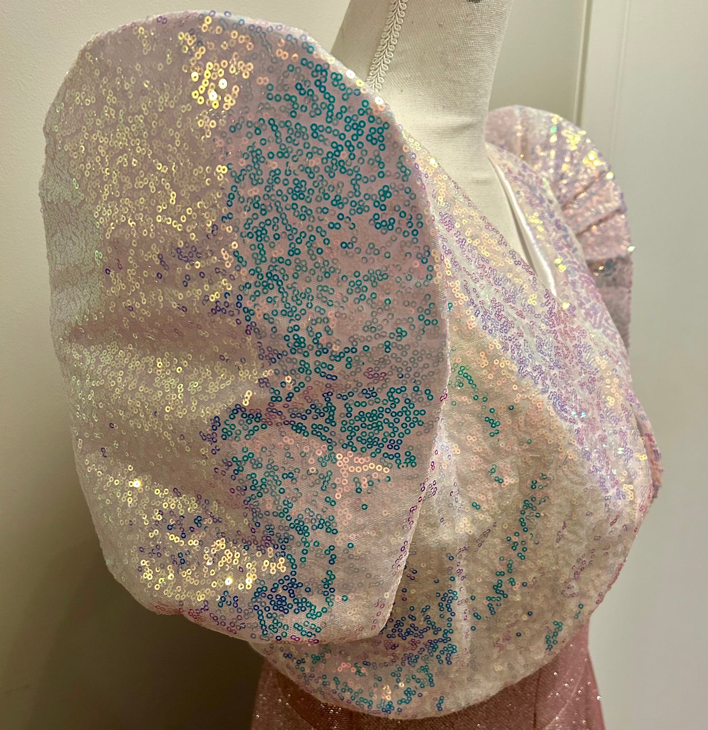 Iridescent (white/pink/blue)Sequin Filipinana Bolero