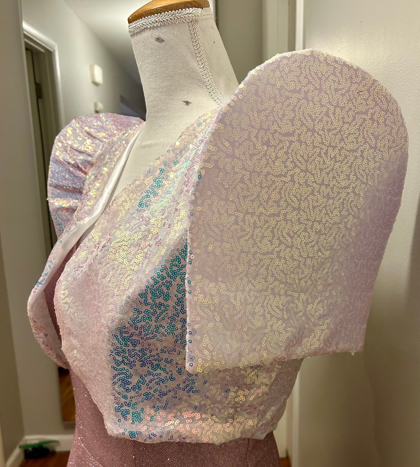 Iridescent (white/pink/blue)Sequin Filipinana Bolero