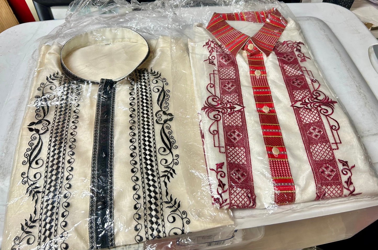 Mens Long Sleeve Barongs in Various Designs and Colors