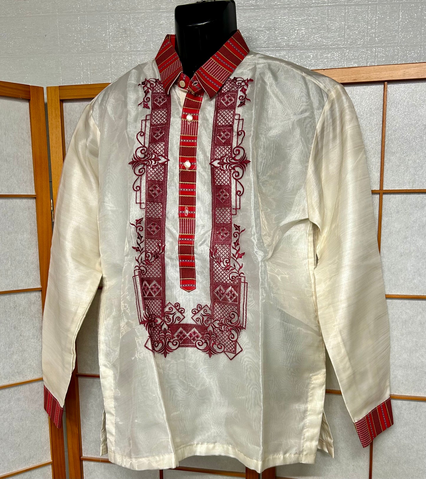 Mens Long Sleeve Barongs in Various Designs and Colors