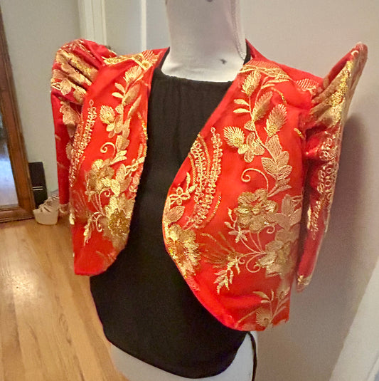 Red with Gold inlay Filipinana Bolero