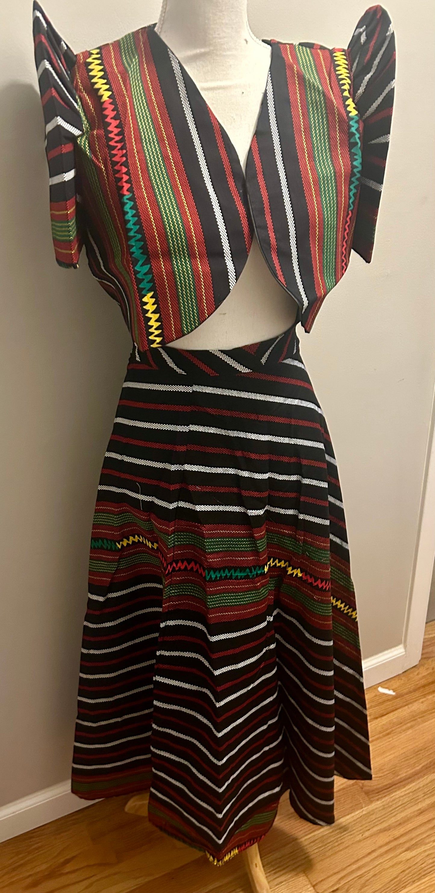 Black Ifugao Filipinana Bolero and Skirt