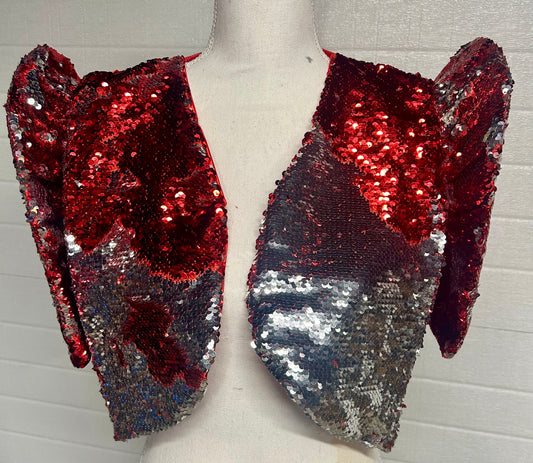 Red and Silver Sequin Filipinana Bolero